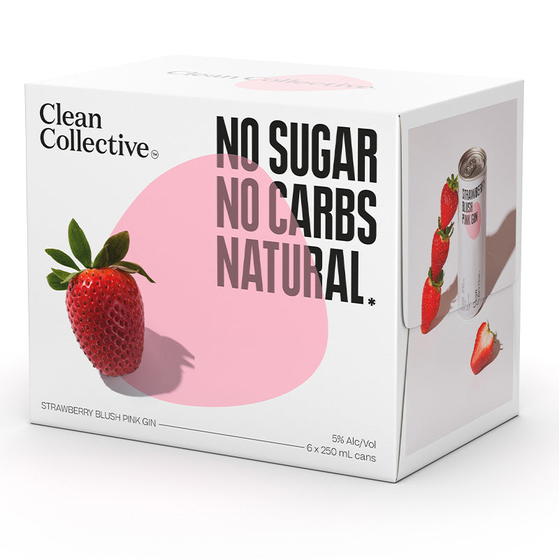 Clean Collective Strawberry Blush Pink Gin 5% Cans 6x250ml