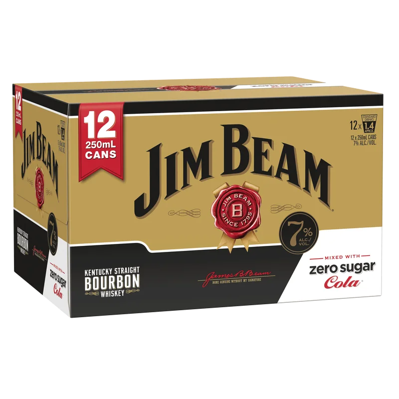 Jim Beam Gold Zero 7% 12pk 250 Ml Cans