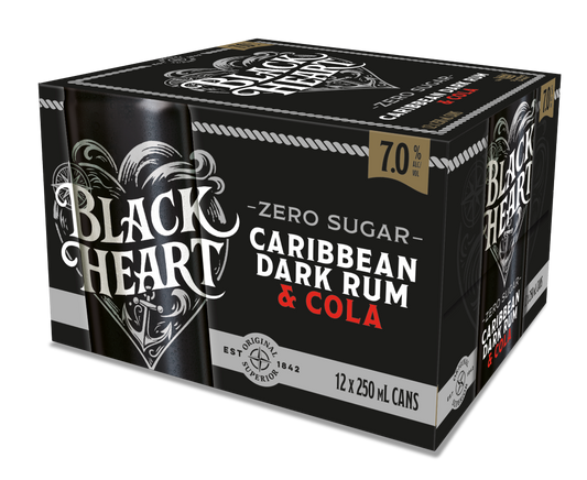 Black Heart Zero Sugar 250ml 7% 12 pack cans