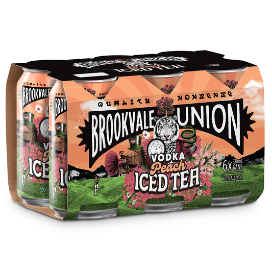 Brookvale Union Vodka Peach Iced Tea 6 Pack Cans