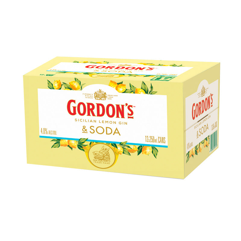 Gordon's Sicilian Lemon Gin & Soda 4% 12pk Cans 250ml