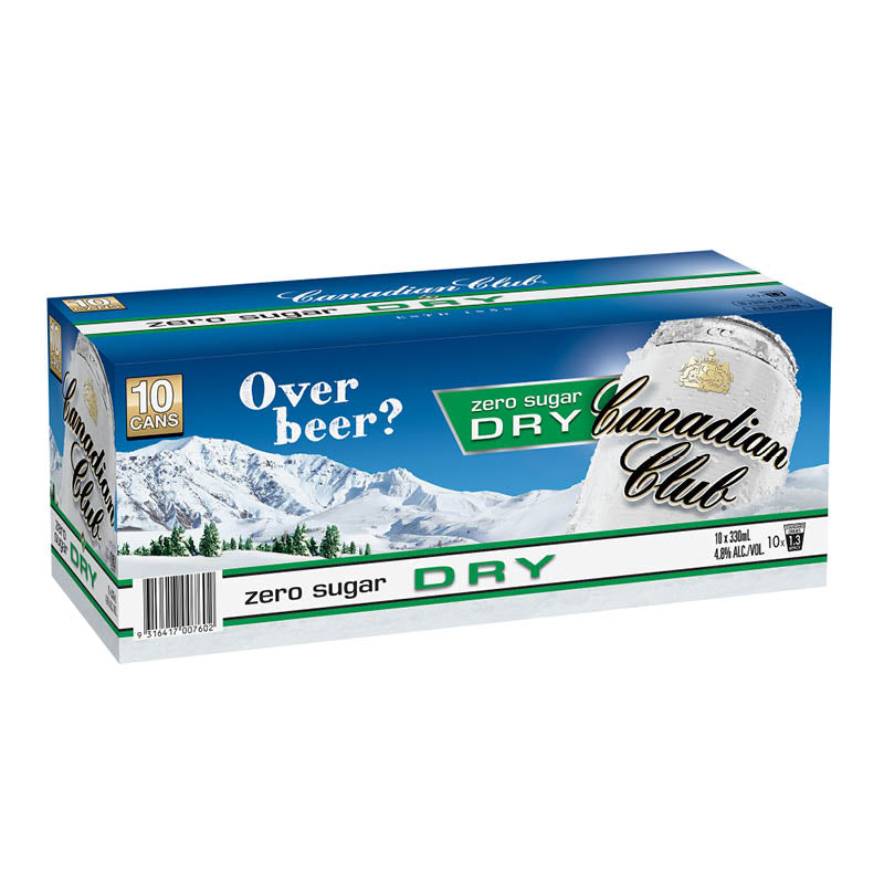 Canadian Club Zero Dry 10 Pk 4.8% 330ml Cans