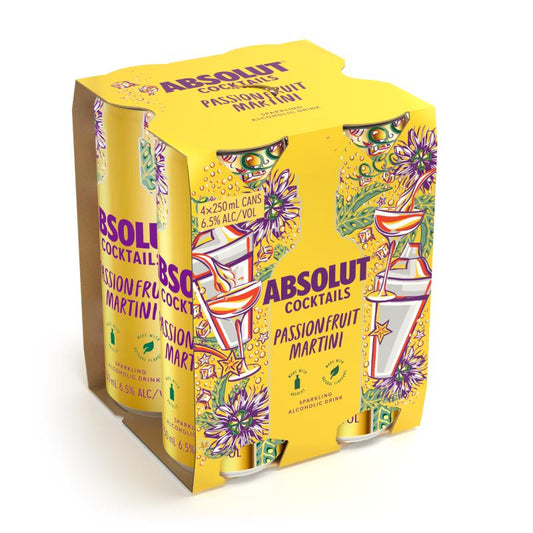Absolute Cocktails Passionfruit Martini 6.5% 4pk Cans