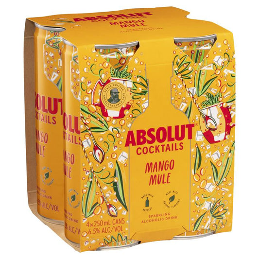 Absolute Cocktails Mango Mule 6.5% 4pk Cans