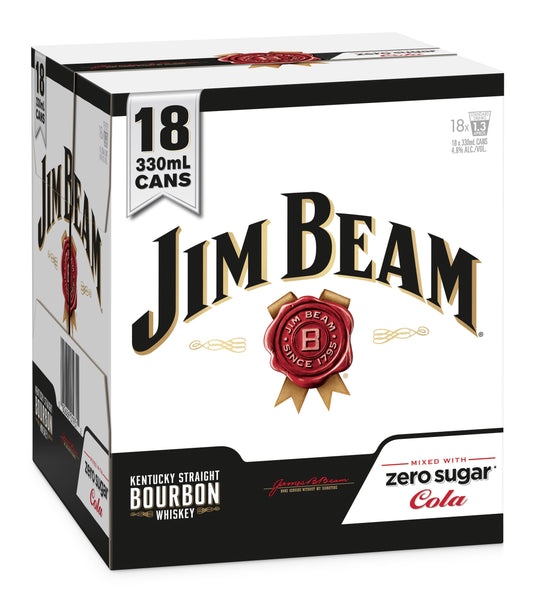 Jim Beam and Cola Zero Sugar 18pk Cans